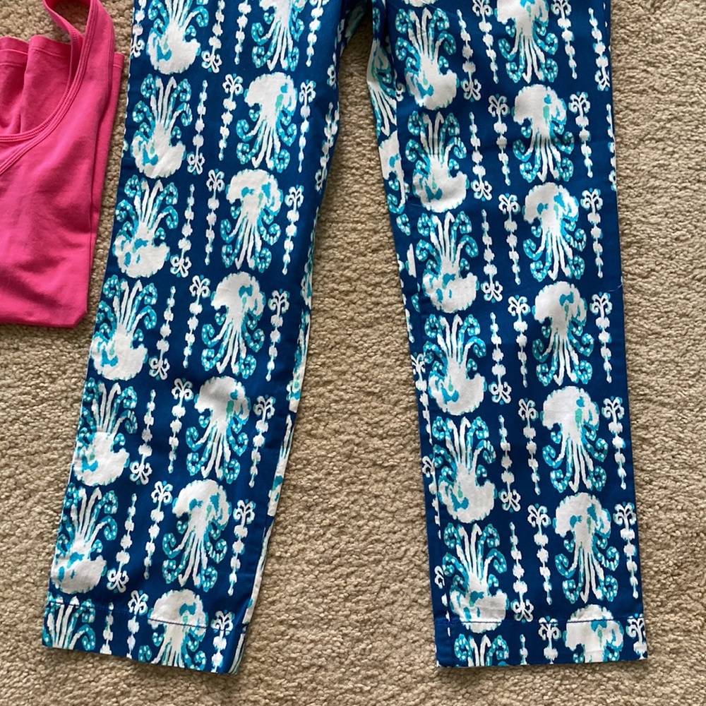 Lilly Pulitzer Cocoanut Walk Crop Indigo Get In Line - Picture 3 of 8